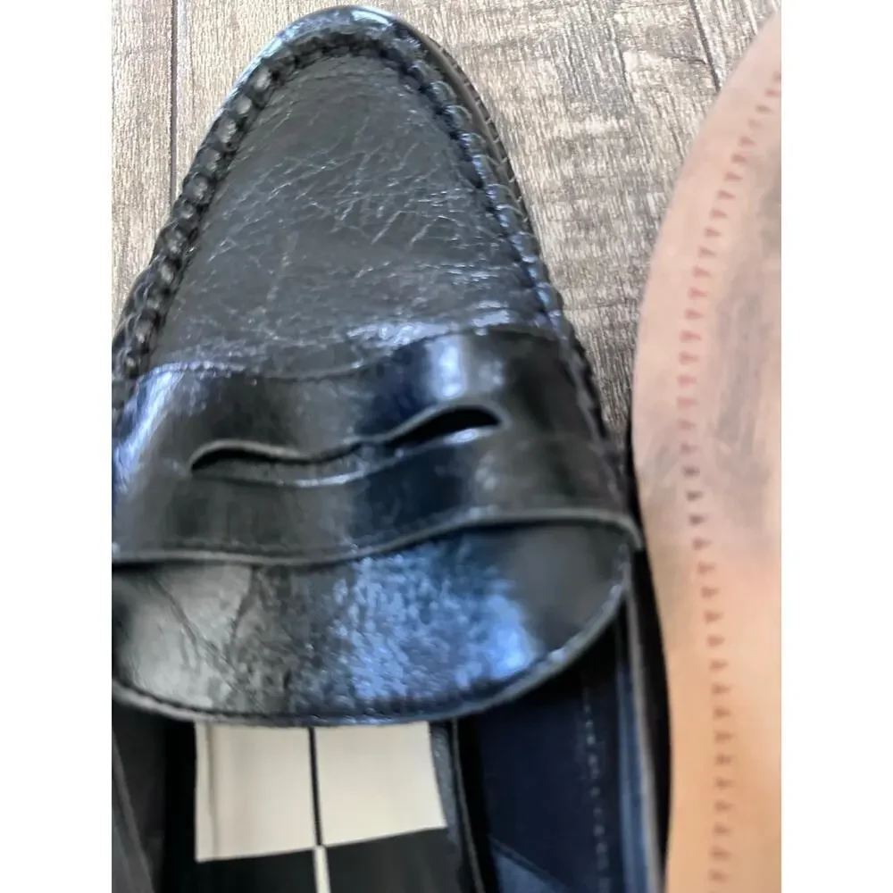 Dolce Vita Women's Black Hardi Midnight Crinkle Patent Loafer Size 10